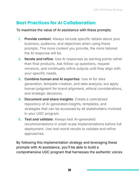Best Practices for AI Collaboration - practice sample from UGC Marketing Strategy