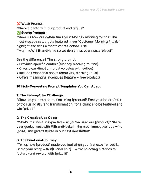 10 High-Converting Prompt Templates You Can Adapt - practice sample from Unlock Your UGC Potential in 8 Days