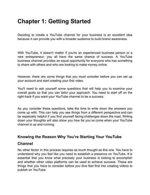 Clarify Your Channel Purpose - understand sample from YouTube Authority