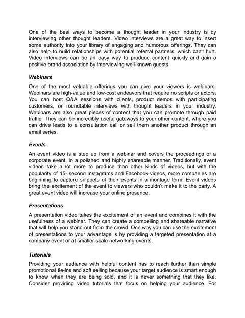 Develop Useful Video Formats - practice sample from YouTube Authority