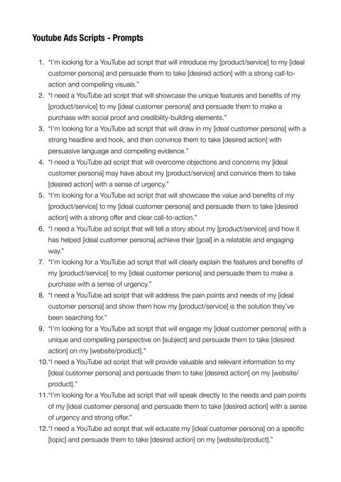 Frame an Audience Focused Script - framework sample from YouTube Prompts